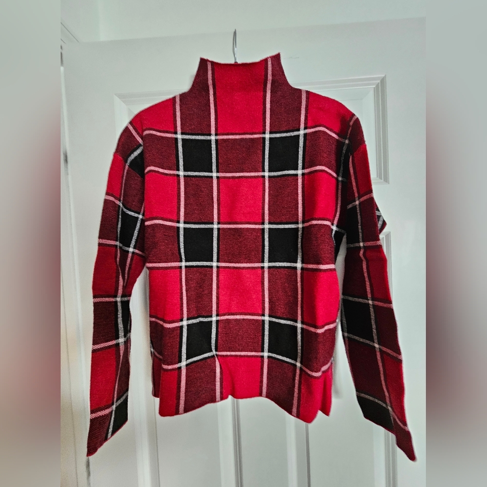 Tahari Red and Black Knit Sweater